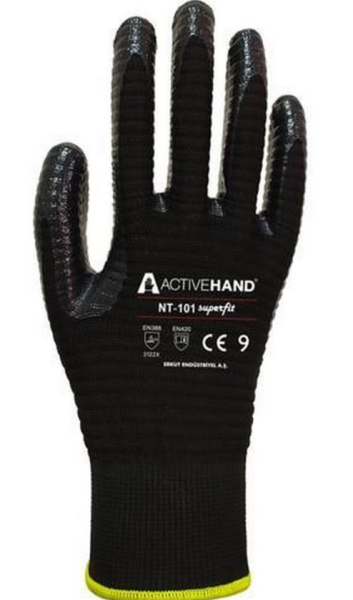 Activehand NT-101 Süperfit Tırtıklı Nitril Eldiven 10'lu