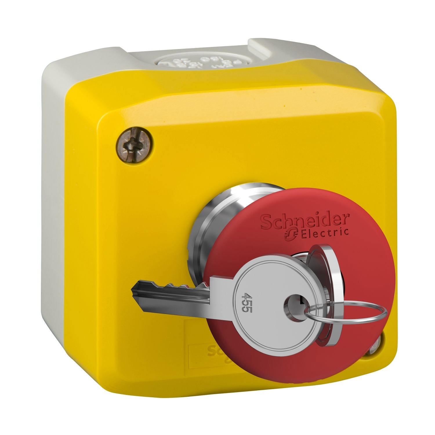 Schneider Electric XALK188 Sarı Kumanda Kutusu - 1 Kırmızı Mantar Buton Ø40 Anahtarlı 1Nk