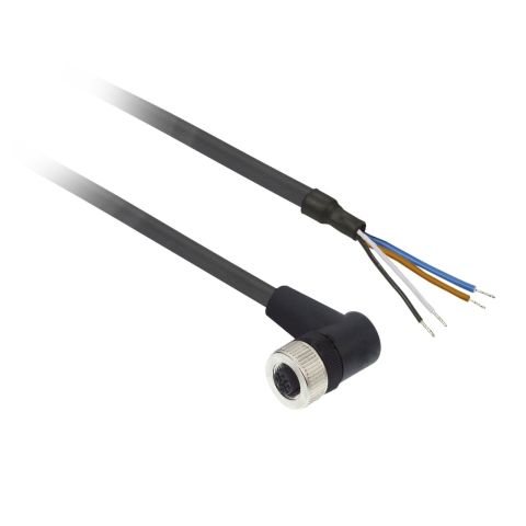 Telemecanique Sensors XZCP1241L2 Kablolu Konnektör Dirsekli Dişi M12 4Pim PUR 2m