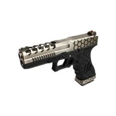 AW Custom Glock 17 HEX-CUT Gümüş Airsoft Tabanca (GBB)