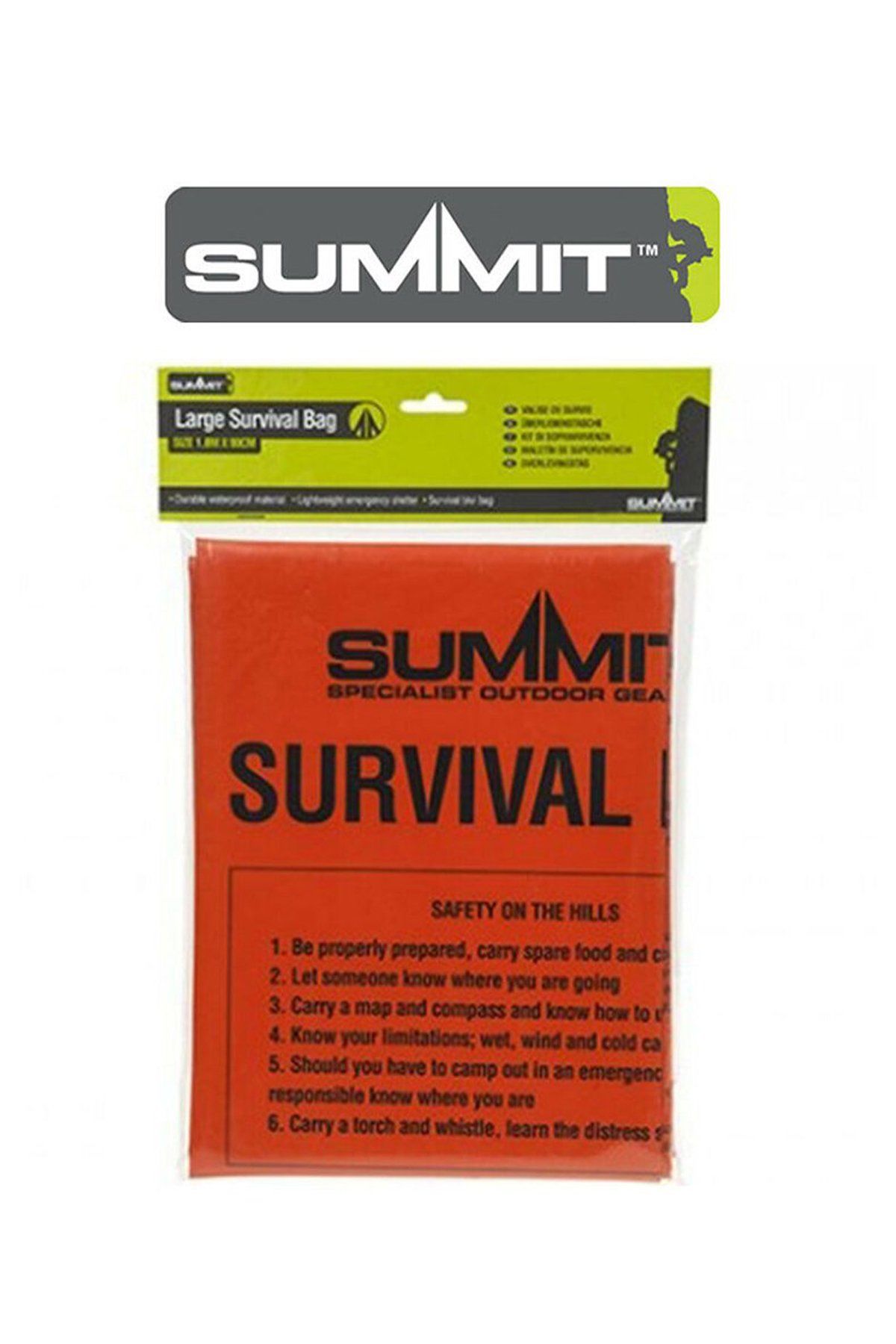 Summit Bivi Acil Durum Yaşam Çantası Büyük 180CM X 90CM Red