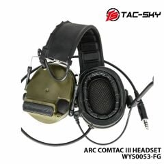 Telsiz Kulaklığı-Baş Tipi-HAKİ-TAC-SKY ARC COMTAC III WYS0053-FG