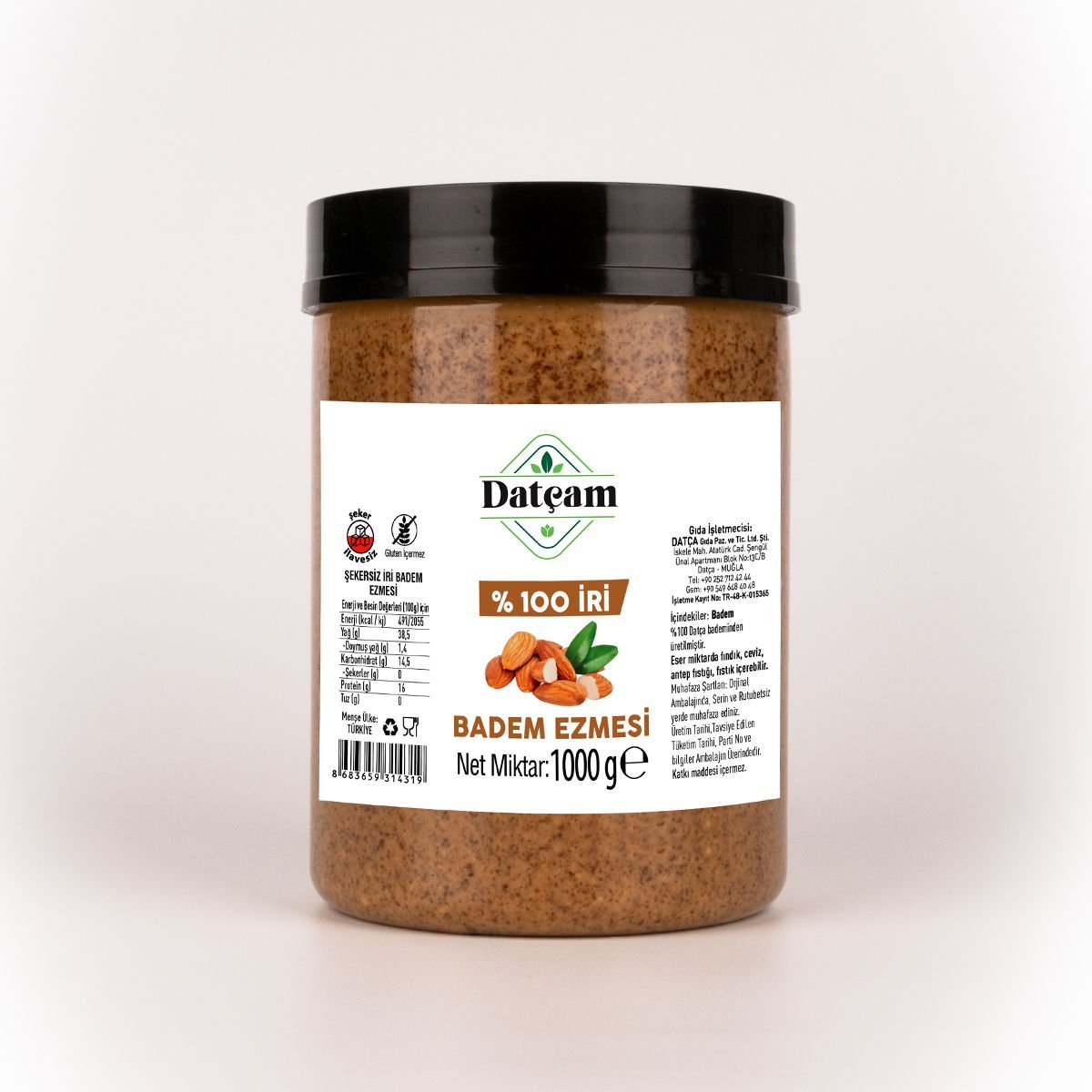 % 100 İri Badem Ezmesi Şekersiz 1kg