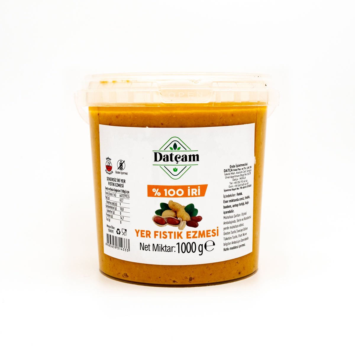 % 100 İri Yer Fıstığı Ezmesi Şekersiz 1kg