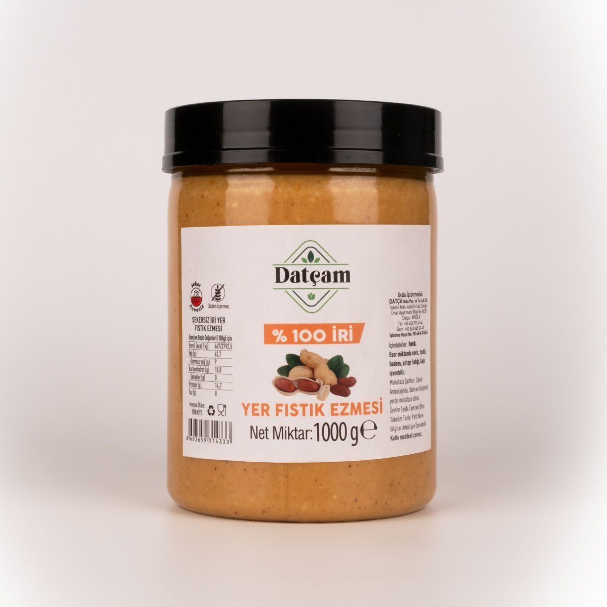 % 100 İri Yer Fıstığı Ezmesi Şekersiz 1kg