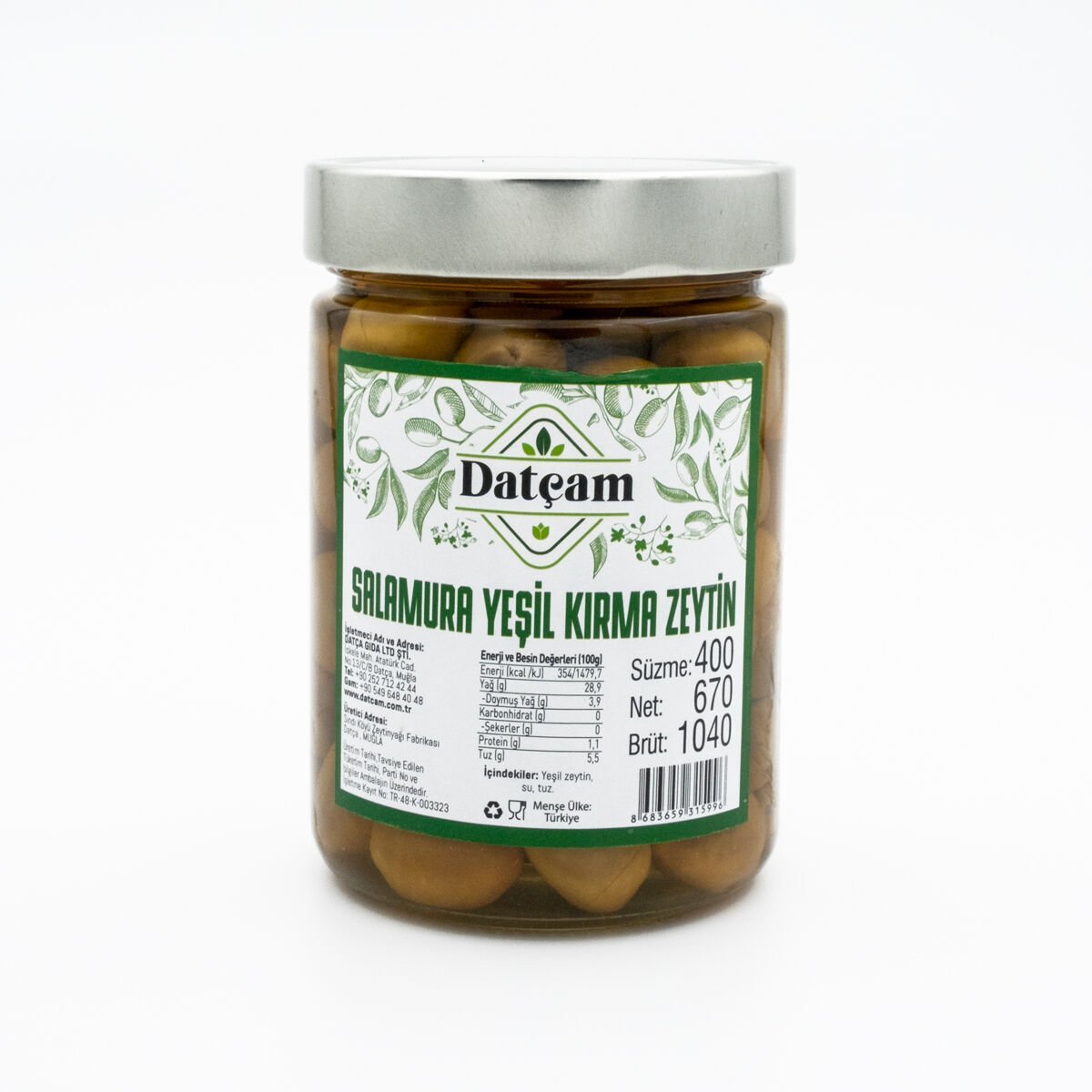 Salamura Yeşil Kırma Zeytin 670gr