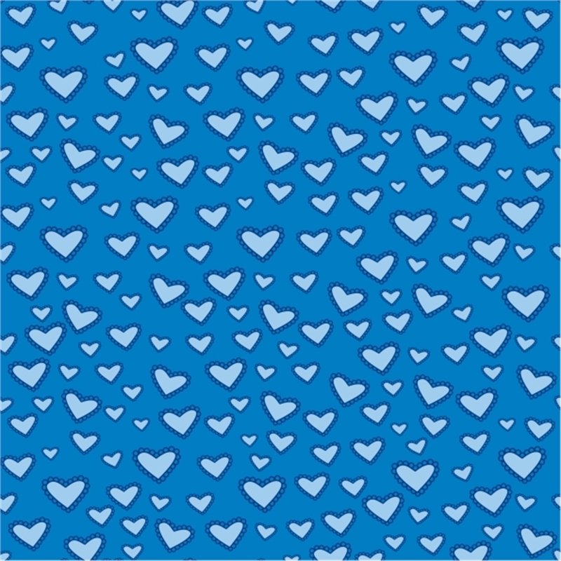 Koyu Mavi Zemin Üzerine Açık Mavi Kalp Desenli Keçe Plaka (DK P109)