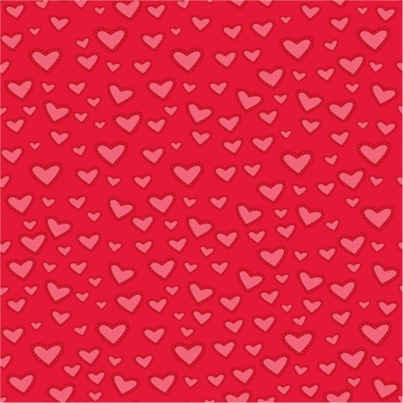 Kırmızı Zemin Üzerine Koyu Pembe Kalp Desenli Keçe Plaka (DK P112)