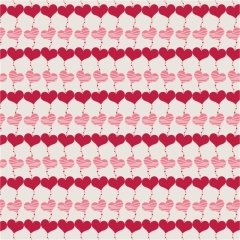 Beyaz Zemin Üzerine Pembe-Kırmızı Kalp Zinciri Keçe Plaka (DK P133)