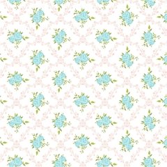 Beyaz Zemin Üzerine Mavi Gül Pembe Yaprak Desenli Keçe Plaka (DK P145)