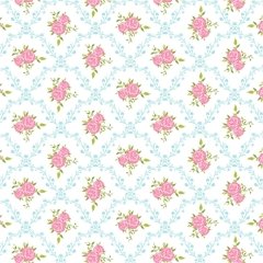 Beyaz Zemin Üzerine Pembe Gül Mavi Yaprak Desenli Keçe Plaka (DK P146)
