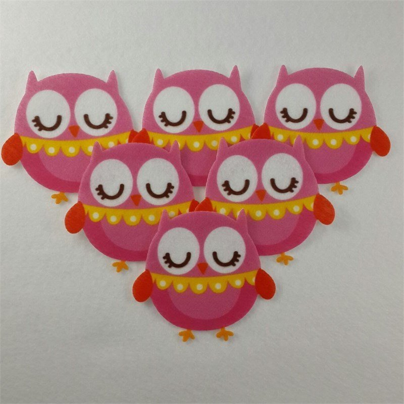 Pembe Uyuyan Baykuş Keçe Aplike (DK 1B)
