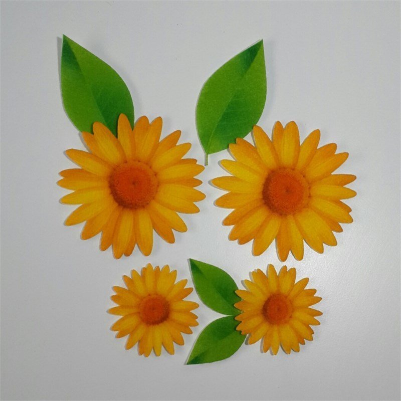 Sarı Papatya ve Yaprak Desenli Keçe Aplike (DK 99 B)