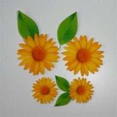 Sarı Papatya ve Yaprak Desenli Ütüyle Yapışan Keçe Aplike (DK 99 BY)
