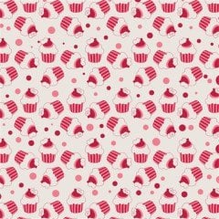 Beyaz Zemin Üzerine Pembe-Kırmızı Cupcake Desenli Keçe Plaka (DK P134)