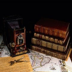 Antik Fotoğraf Makinası Desenli Keçe Plaka (DK P218)