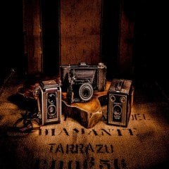 Antik Fotoğraf Makinası Desenli Keçe Plaka (DK P219)
