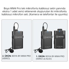 Boya BY-WM4 Pro + Aksesuarlı İkili Kablosuz Yaka Mikrofonu Seti