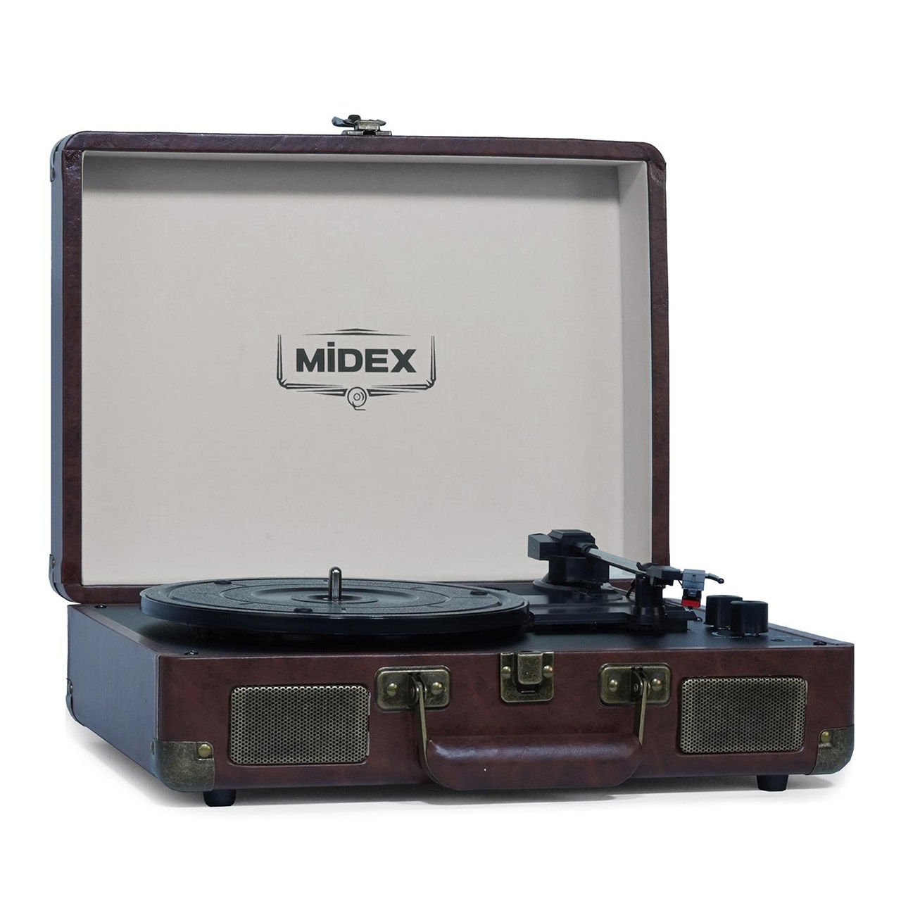 Midex MTX-101CR Nostaljik Retro Pikap Plak Çalar (Şarjlı Bluetooth Aux Hoparlörlü 3 Devir)