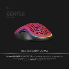 Rampage SMX-R85 Gentle 6400dpi Kırmızı RGB Ledli Süper Hafif Makrolu Gaming Oyuncu Mouse