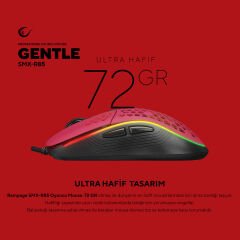 Rampage SMX-R85 Gentle 6400dpi Kırmızı RGB Ledli Süper Hafif Makrolu Gaming Oyuncu Mouse