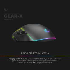 Rampage SMX-R115 Gear-x 6400dpi Hareketli RGB Işıklı 9 Adet Makro Tuşlu Gaming Oyuncu Mouse