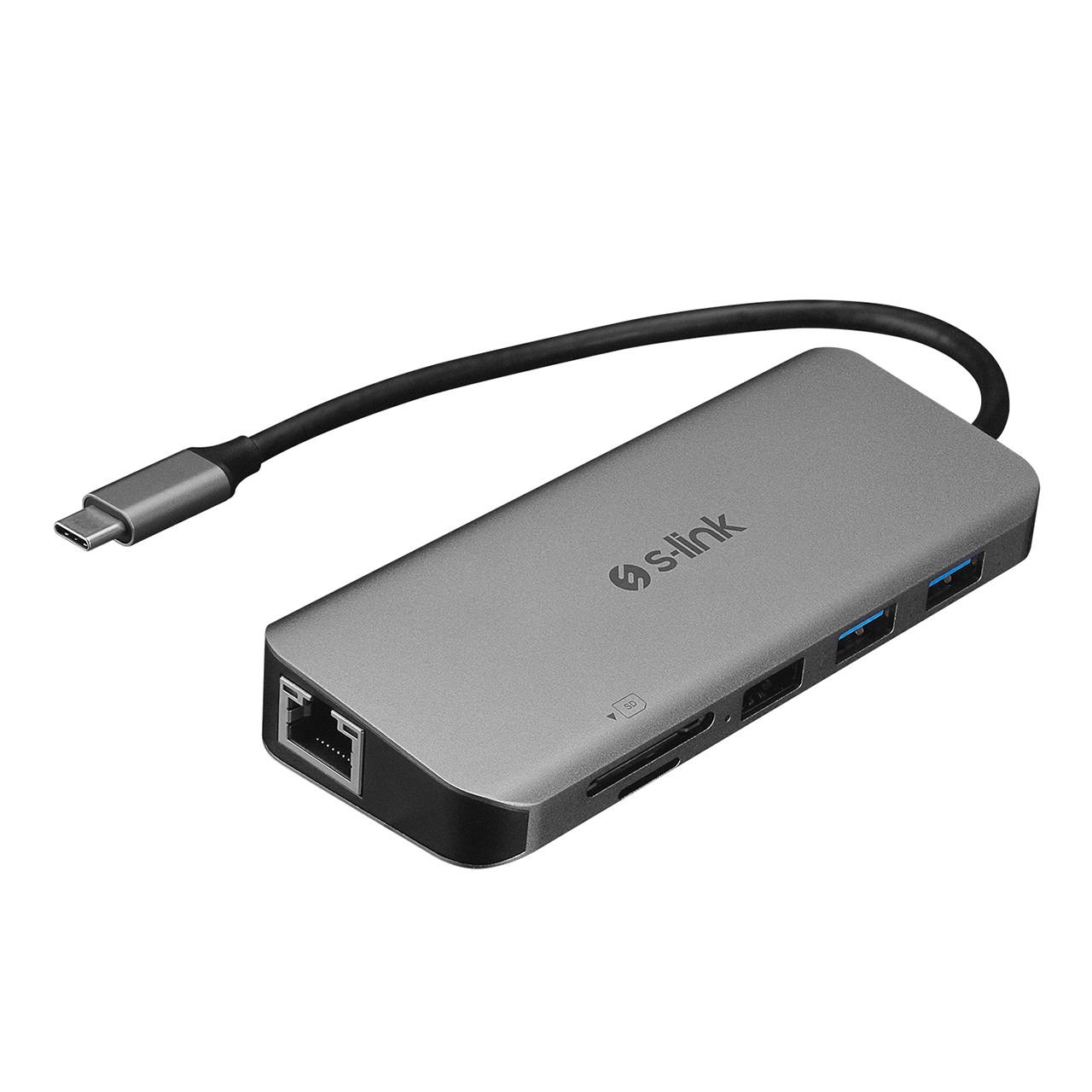S-link Swapp SW-U525 4K@30Hz PD Charge, HDMI, VGA, Audio SDTF Card, USB3.0, RJ45 Type C Adaptör