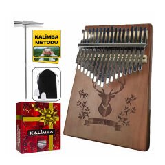 Midex KLX-456 Hakiki Maun Ağacı Kalimba 17 Çelik Tuşlu