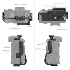 SmallRig 3933  FT-XH / VG-XH Pil Yuvası  ile FUJIFILM X-H2 / X-H2S için  Çok Fonksiyonlu Kafes