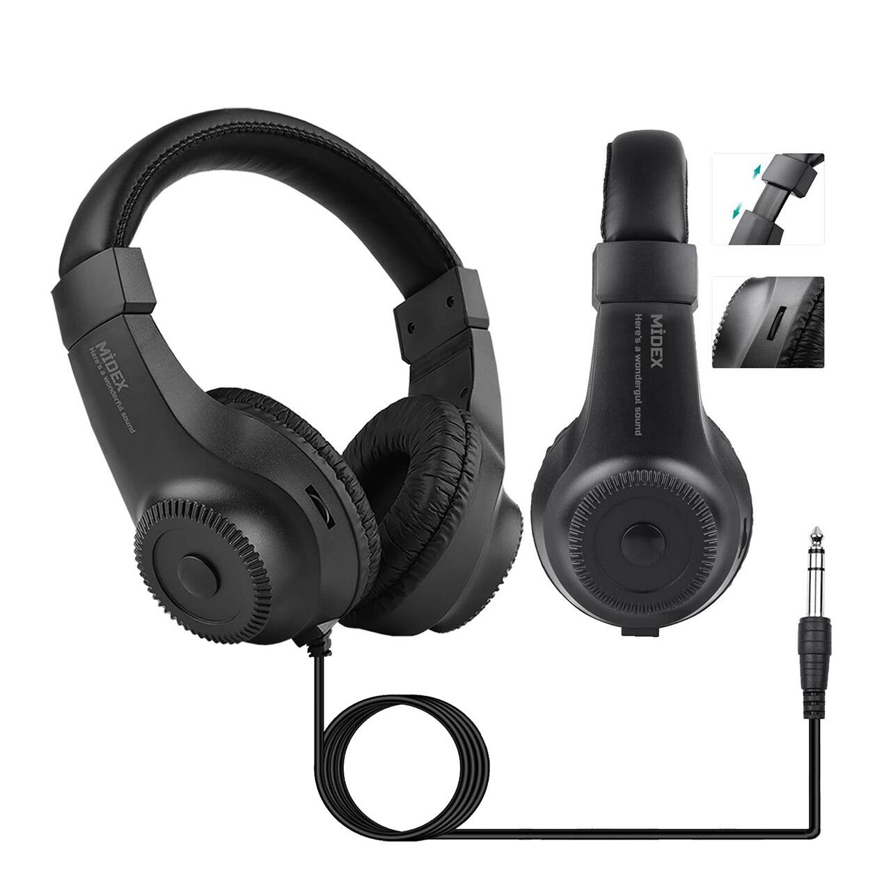 Midex RS-20 Stereo Kulaklık Çok Amaçlı Stüdyo Referans Dinleme DJ (6.35 mm Jack Çıkışlı)