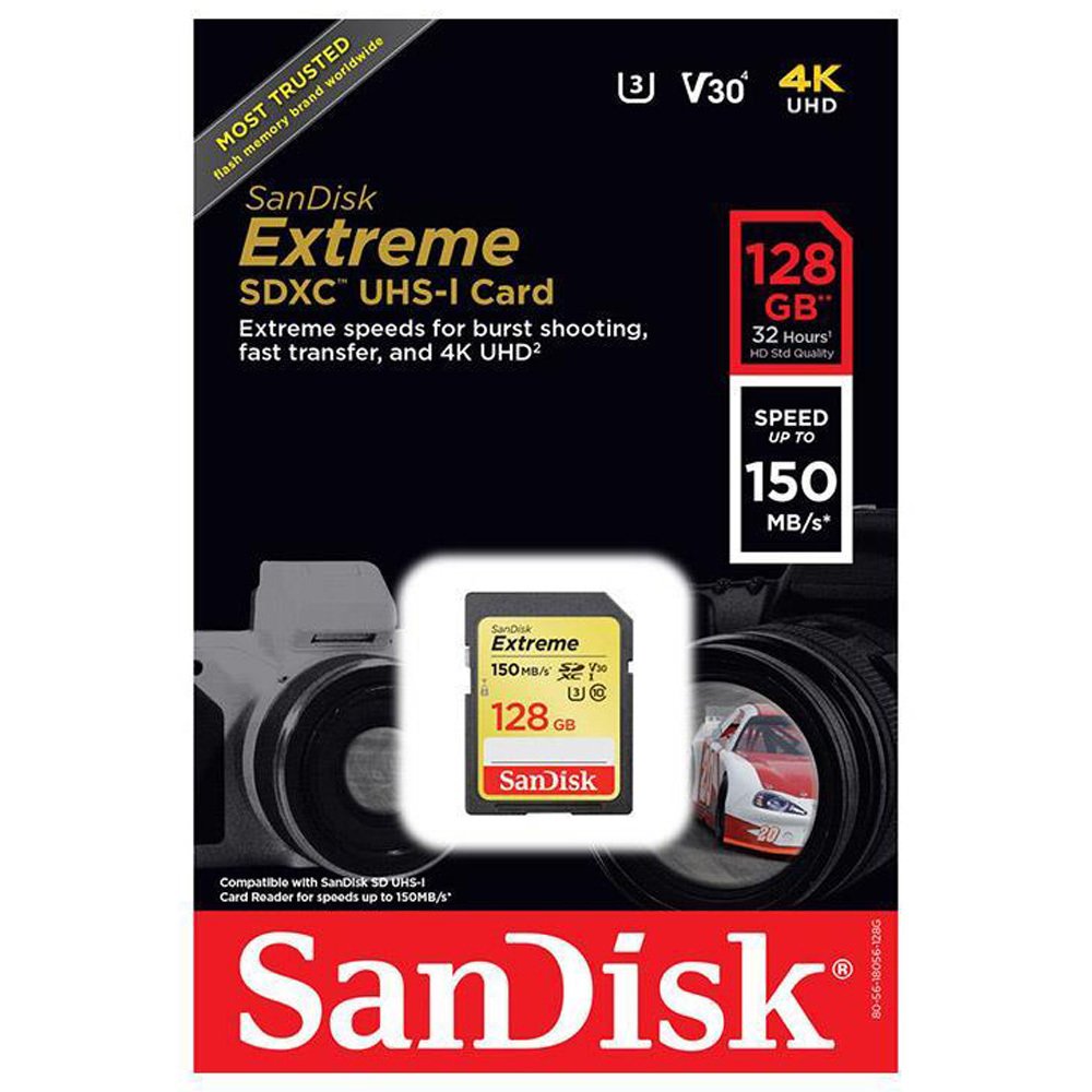 Sandisk Extreme 128GB 150mb/s SDXC Hafıza Kartı