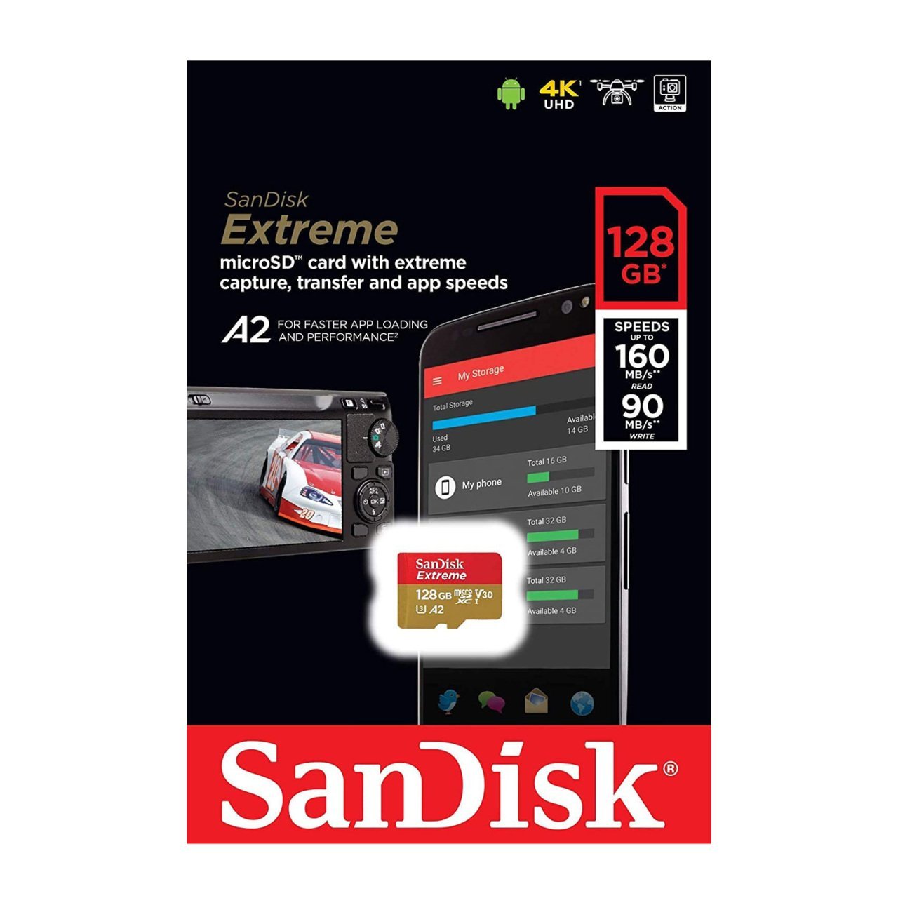 Sandisk Extreme 128GB 160mbs MicroSDXC Hafıza Kartı Adaptörsüz
