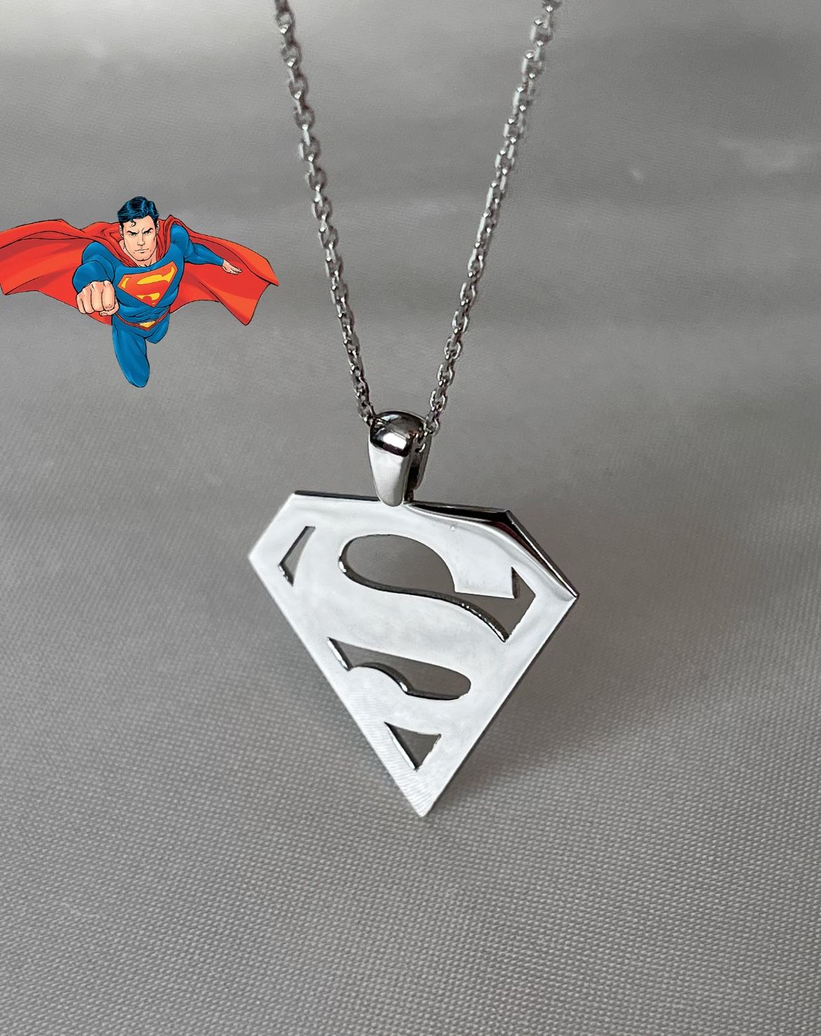 925 Gümüş Superman Kolye