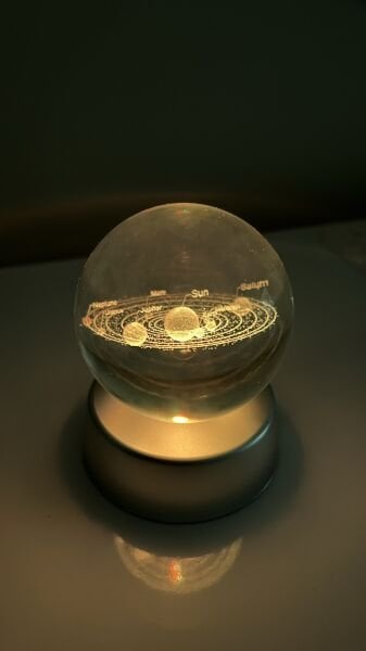 3D Güneş Sistemi Işıklı Cam Küre