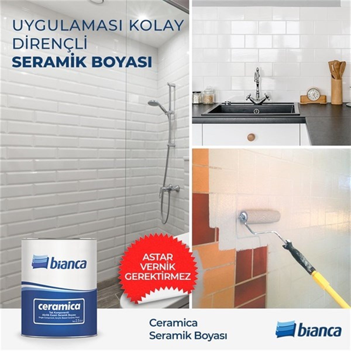 Ceramica Fayans ve Seramik Boyası 0,75 Lt Beyaz