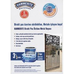 Hammerite Direk Pas Üstü Pürüzsüz Metal Boyası 0,75 LT