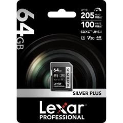 Lexar Professional 64GB 205 MB/s Silver Plus SDXC Hafıza Kartı