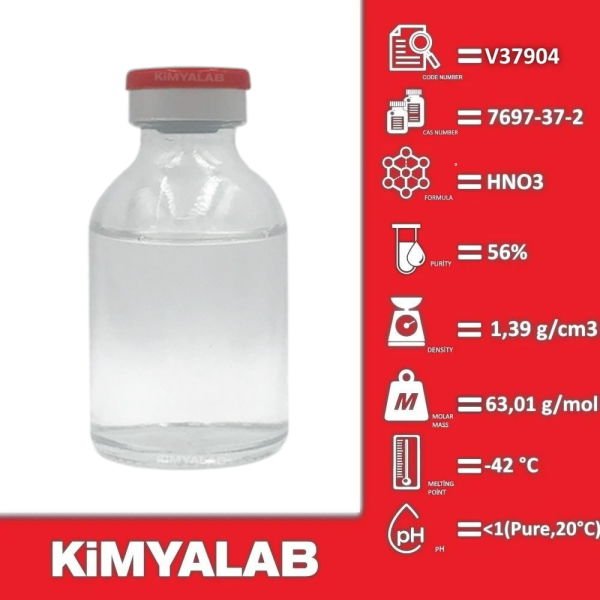 Kimyalab Nitrik Asit 56% 2500mL Cam Şişe - Nitric acid HNO3