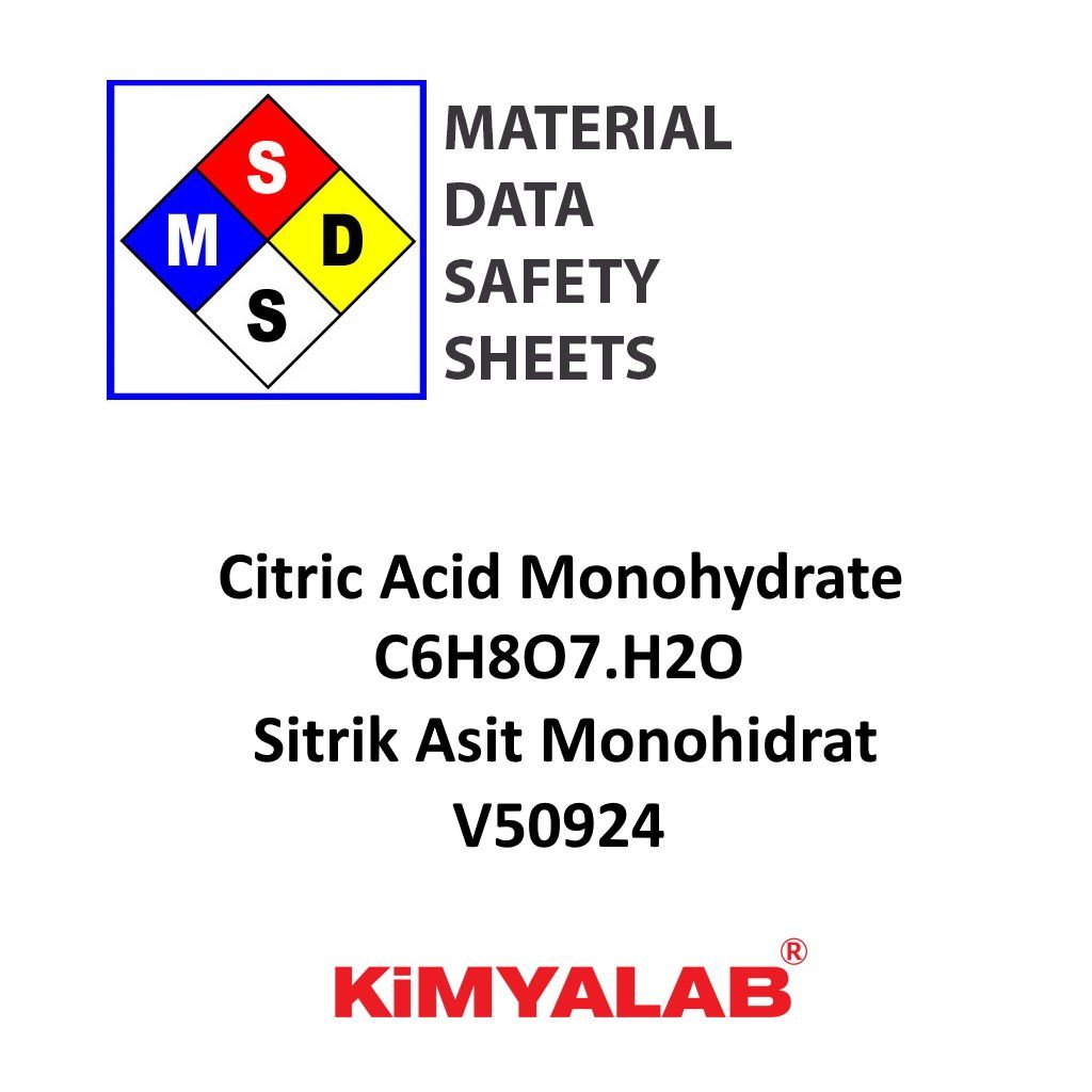 Kimyalab Sitrik Asit Monohidrat MSDS Belgesi - Citric Acid Monohydrate