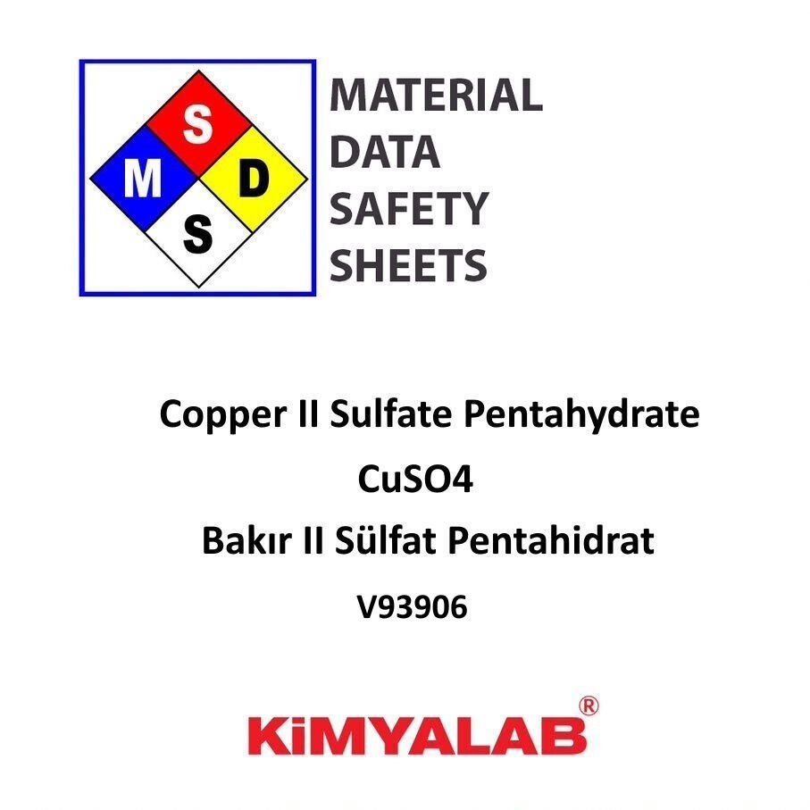 Kimyalab Bakır II Sülfat Pentahidrat MSDS - Copper II Sulfate Pentahydrate