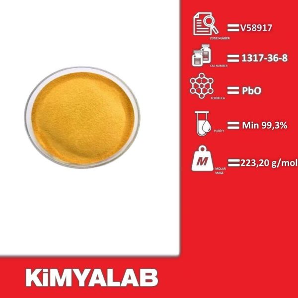 Kimyalab Kurşun Oksit Mürdesenk 1 Kg - Lead II Oxide - PbO %99,5 - Extra Pure - Sarı