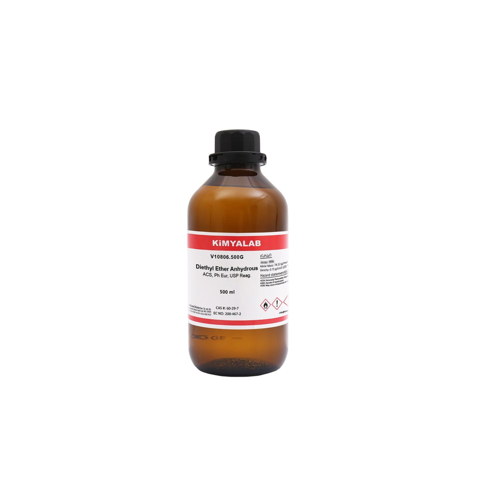 Kimyalab Dietil Eter 500ml - Diethyl Ether Anhydrous