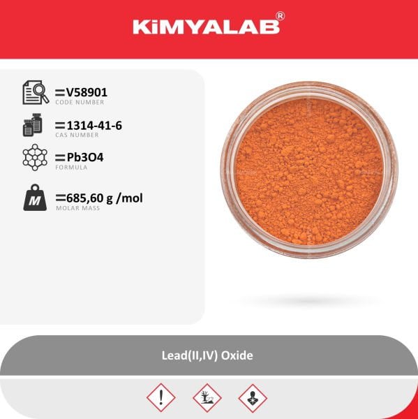 Kimyalab Kurşun Oksit Sülyen - Lead(II,IV) Oxide - Pb3O4 %99,5 - Extra Pure - 5 Kg-HDPE Varil