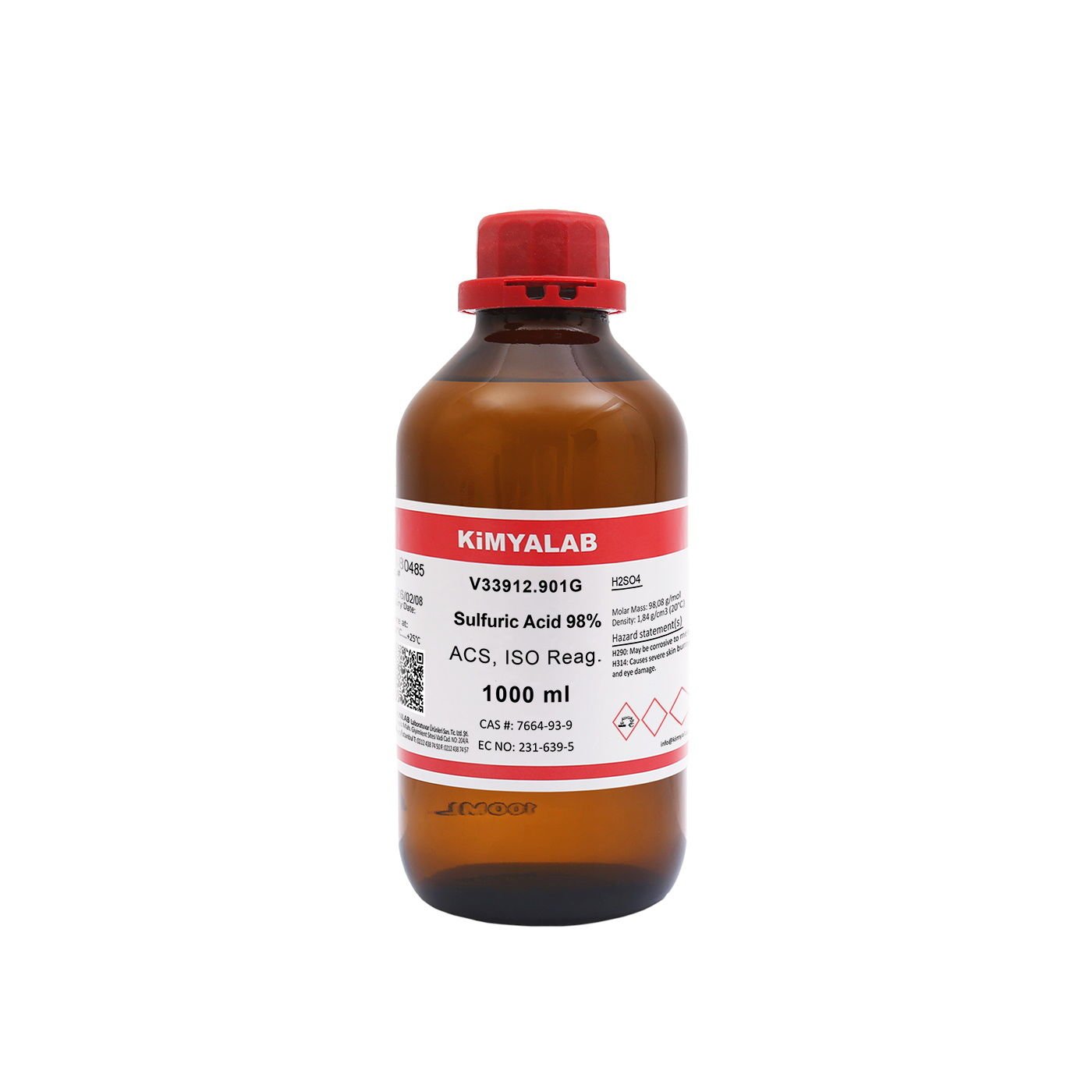 Kimyalab Sülfürik Asit %98 1L Cam - Sulfuric Acid Extra Pure H2SO4