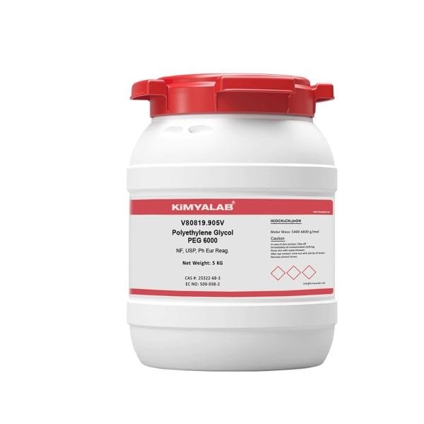Kimyalab Polietilen Glikol - Payet - Polietilen Glikol 6000 - Polyethylene Glycol PEG 6000 - 5 Kg-HDPE Varil
