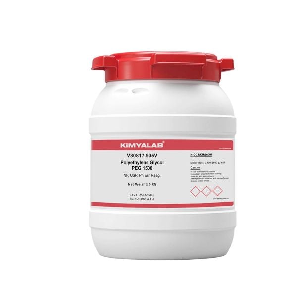 Kimyalab Polietilen Glikol - Payet - Polietilen Glikol 1500 - Polyethylene Glycol PEG 1500 - 5Kg-HDPE Varil