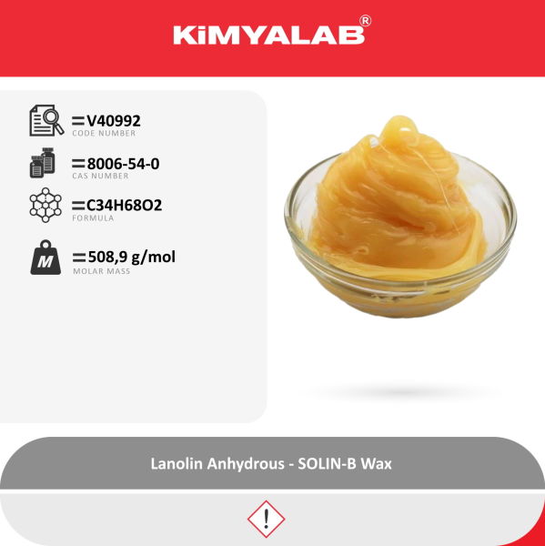 Kimyalab Lanolin 500g - Farma Kalite - Lanolin Anhydrous B.P. 2000 - SOLIN-B