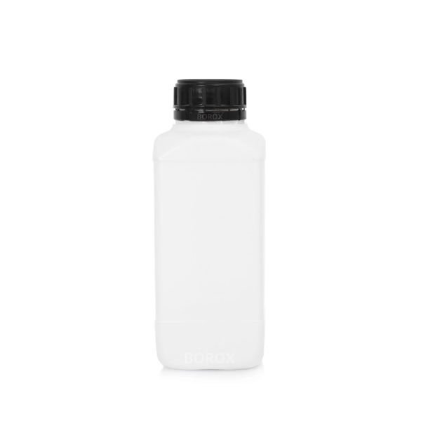 Borox Plastik Kare Şişe 1000 ml - Siyah Kapaklı Şişe 50 Adet
