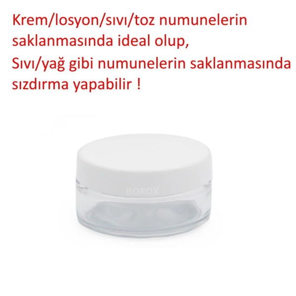 Borox Cam Şişe 50 ml - Krem Kavanoz 50 cc Kapaklı Şişe