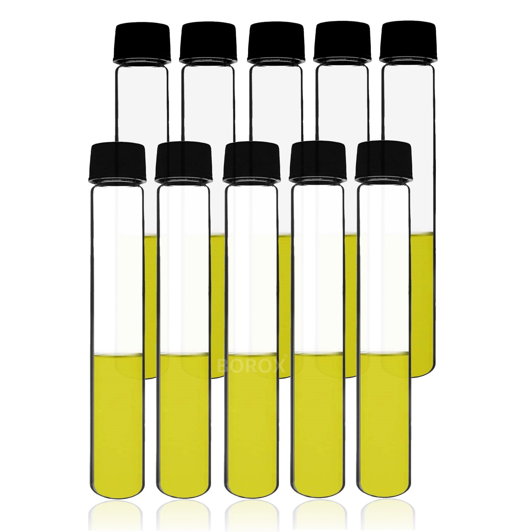 Borox Cam Deney Tüpü 25x150 mm - Kapaklı Test Tüpü 10 Adet